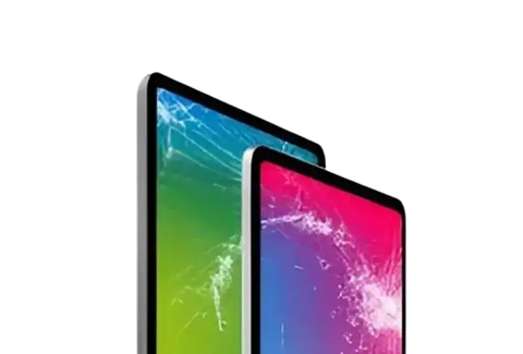 iPad Pro screen repair service advertisement showcasing a damaged screen with a replacement offer