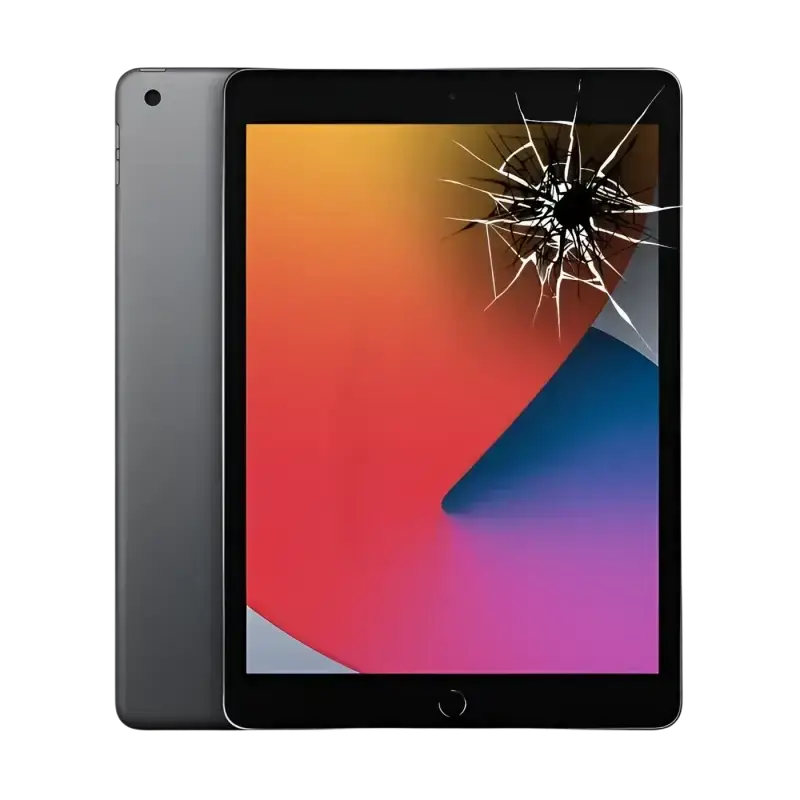 Damaged iPad with cracked screen, ideal for iPad screen repair by iPace Electronics