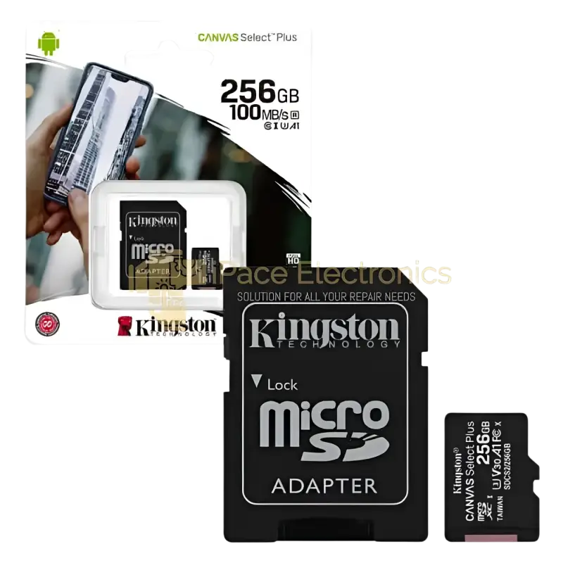 Kingston 256GB micro SD card with adapter for fast storage and data transfer