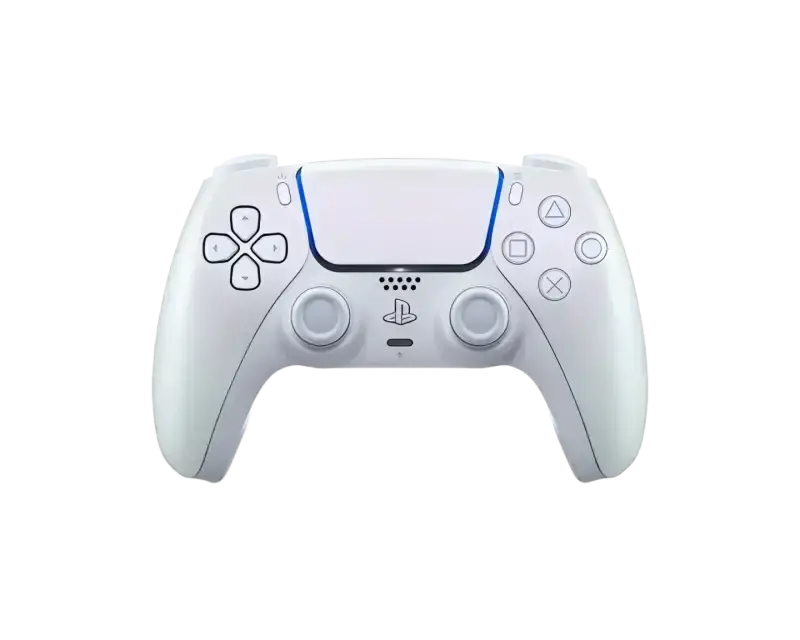 PlayStation 5 DualSense Wireless Controller in white with ergonomic design and responsive buttons