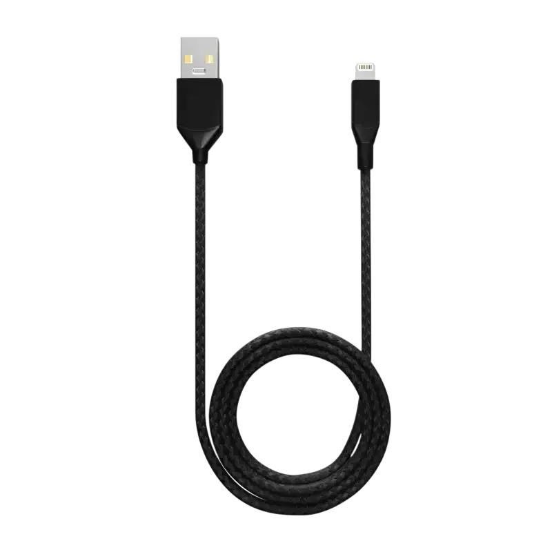 IPace Electronics replacement lightning to USB cable in black, durable and tangle-free design