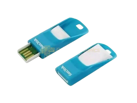 SanDisk SDCZ51 16GB flash drive in blue with a retractable design for easy storage and portability