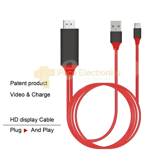 iPace Electronics Type C to HDMI cable for video and charge with plug and play functionality