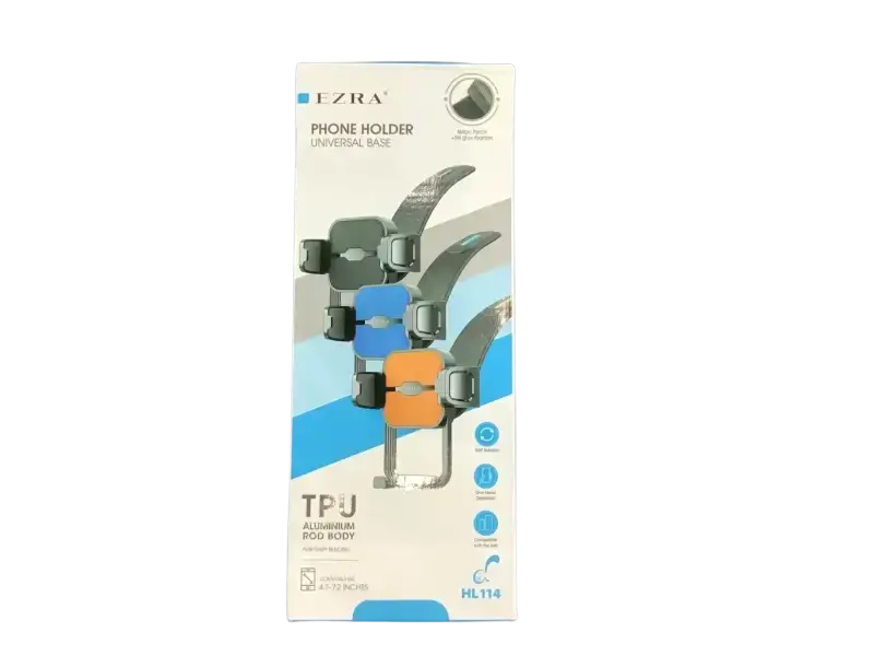 IPace Electronics Ezira universal phone holder packaging featuring a sleek design and adjustable clips