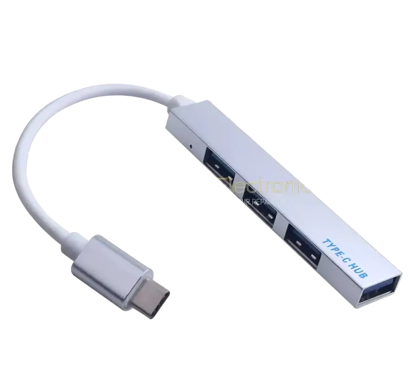 iPace Electronics USB-C to USB hub with four ports and a sleek design for expanded connectivity