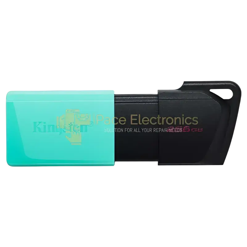 Kingston 256GB USB 3.2 flash drive with a sleek turquoise design for fast data transfer