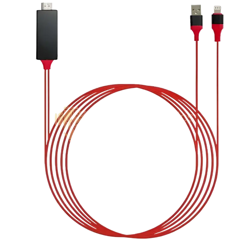 iPace Electronics Lightning to HDMI adapter for iPhone with red cable for easy connectivity
