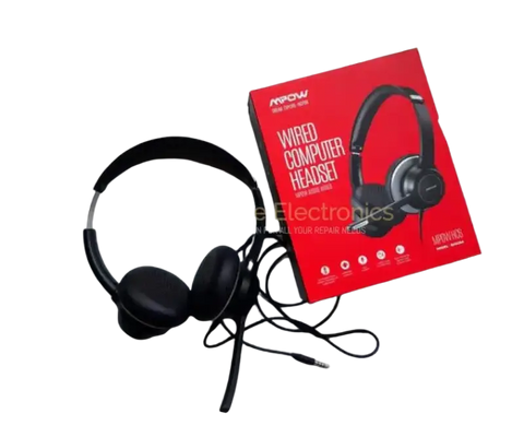 Mpow HC6 headset with noise reduction microphone in black with packaging for computer use