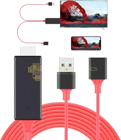 IPace Electronics USB to HDMI cable for iPhone in red for easy plug and play connection