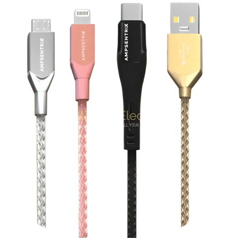 Various charging cables including USB Type C to USB Type C cable by iPace Electronics for versatile connectivity