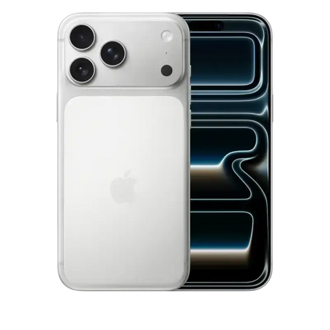 Four iphone 17 pro max unlocked models in black, white, orange, and blue with triple-camera and super retina oled display