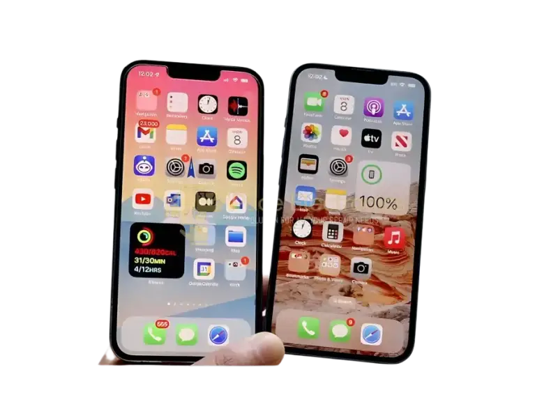 Comparison of 120Hz and 60Hz iPhone displays showcasing vibrant app icons and user interface for iPhone display replacement service