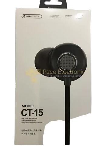 Jellico CT-15 headphones with in-ear design for music and calls, compatible with popular phones