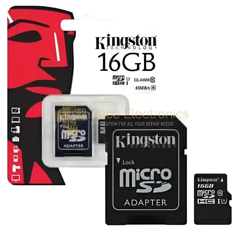 Kingston 16GB Micro SD card with adapter for enhanced storage and data transfer