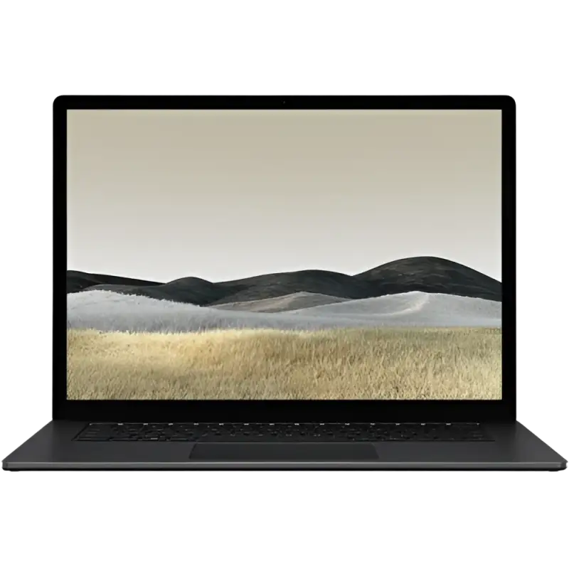 Black microsoft 15 inch surface touchscreen laptop 3 with 256gb ssd and elegant wallpaper in electronics store near me
