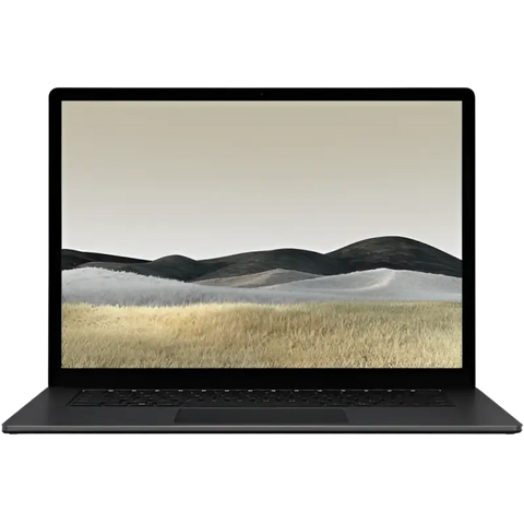 Black microsoft 15 inch surface touchscreen laptop 3 with 256gb ssd and elegant wallpaper in electronics store near me