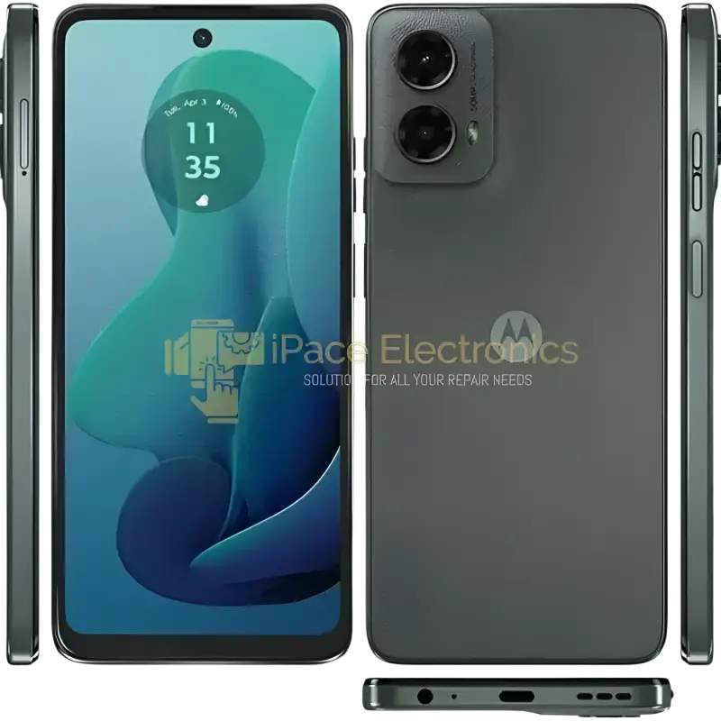 Motorola MOTO G 5G 2024 unlocked smartphone showing front, back, and side views with sleek design