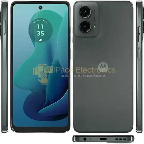 Motorola MOTO G 5G 2024 unlocked smartphone showing front, back, and side views with sleek design