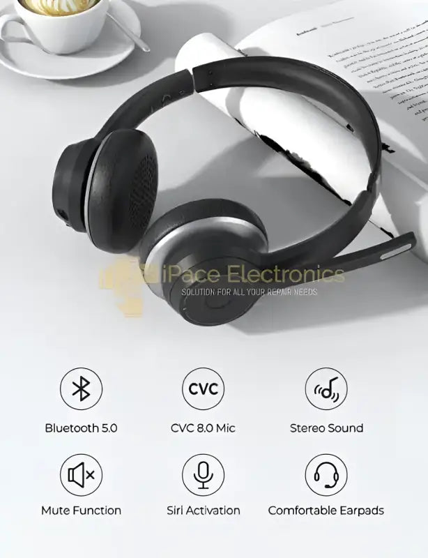 Mpow HC5 Bluetooth headset with comfortable ear pads and CVC microphone for clear sound quality