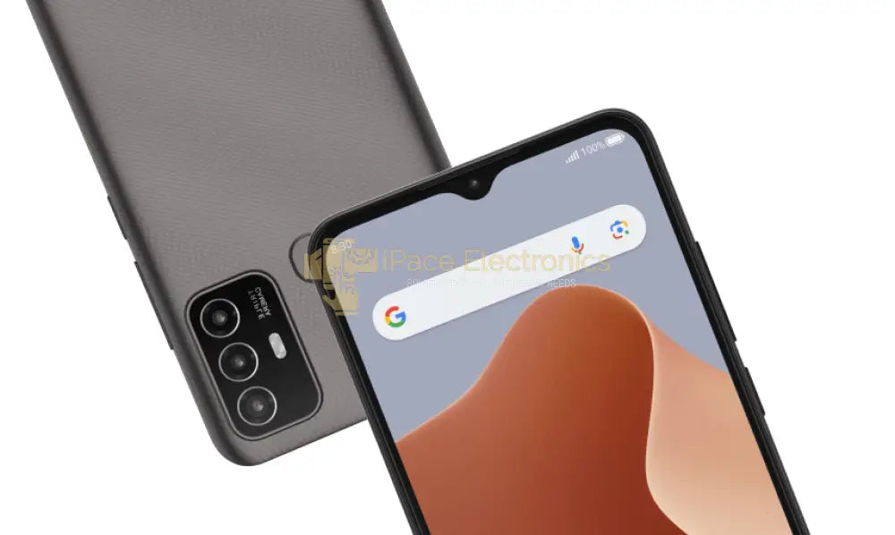 Nubia A75 Gray smartphone with triple-rear cameras and 6.52-inch HD+ display on a textured case, showcasing AI camera technology and sleek design.