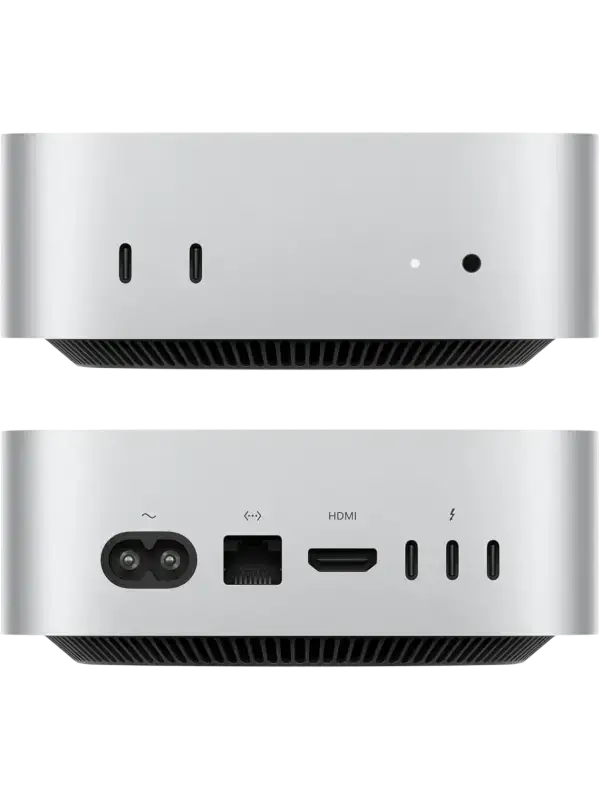 Apple Mac Mini M4 2024 open box showing multiple ports and sleek design for compact computing