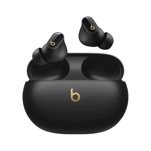 Open box Beats Studio Buds in black with charging case for high-quality audio experience