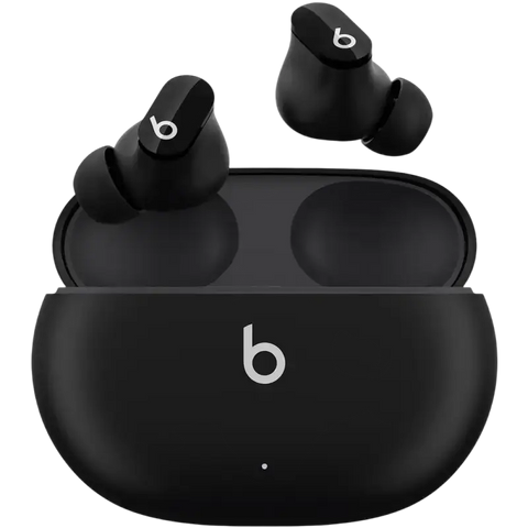 Open box Beats Studio Buds in black with charging case for high-quality audio experience