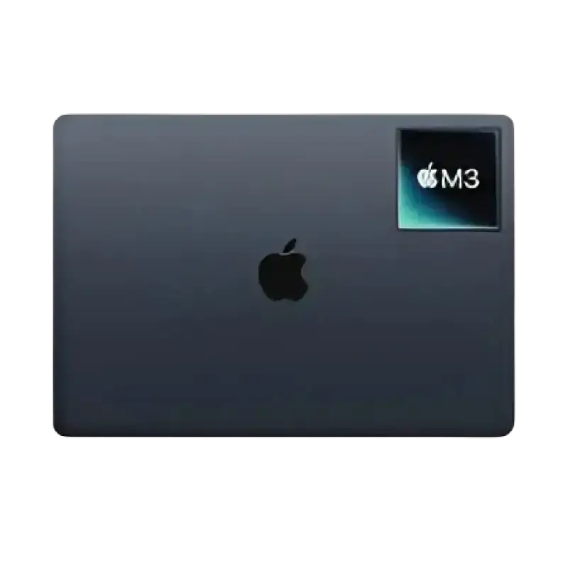 Open Box MacBook Air M3 13.6 Inch - iPace Electronics showcasing sleek Space Grey finish and M3 chip logo.