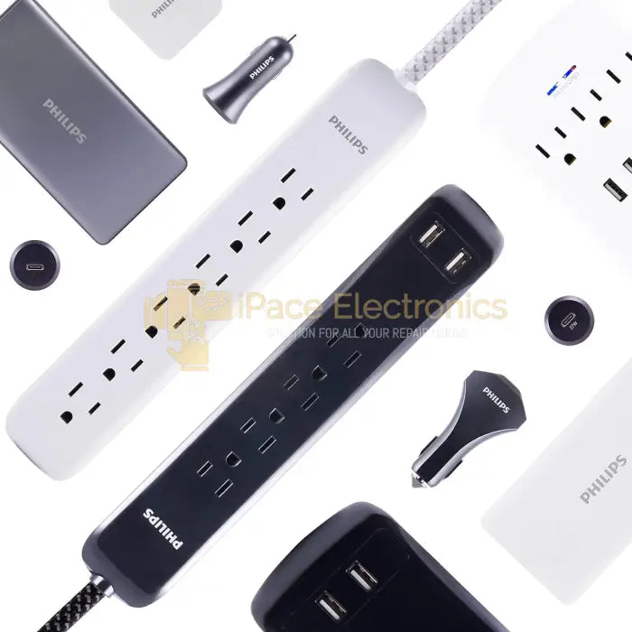 Philips 4 Outlet Power Strip Surge Protector With 2 Usb Ports Ft Cord Accessories