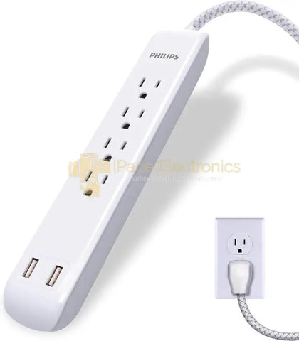 Philips 4 Outlet Power Strip Surge Protector With 2 Usb Ports Ft Cord Accessories