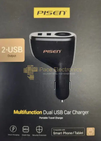 Pisen Multifunction Cigarette Lighter Adapter Dual Usb Car Charger With 1 Input Accessories