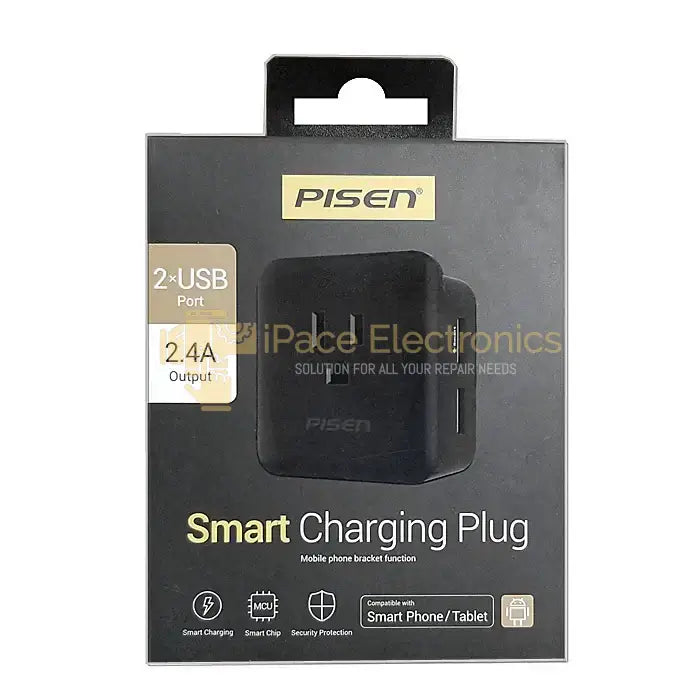 Pisen Smart Charging Plug 2-Usb Port 5V 2.4A Dc Power And 120V Ac Output Accessories