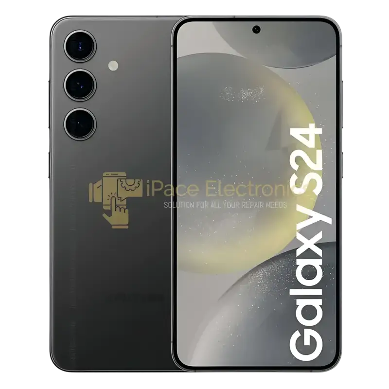 Pre-owned Samsung Galaxy S24 unlocked smartphone in black with a sleek design and vibrant display