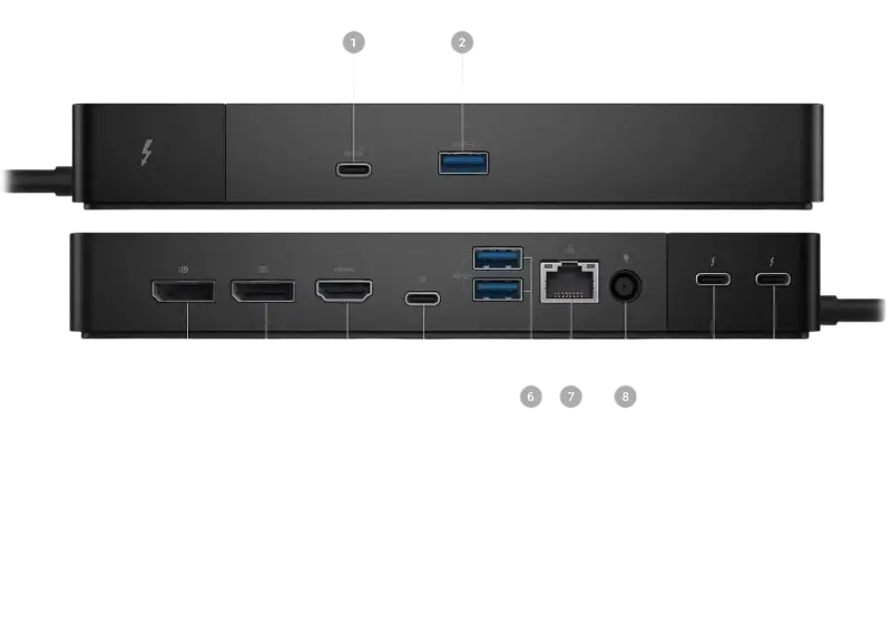 Dell WD22TB4 Thunderbolt 4 Dock - 2 Thunderbolt 4 Ports Up to 5120 x 2880 Video Res HDMI 2.0 DP 1.4 USB-C USB-A Gigabit