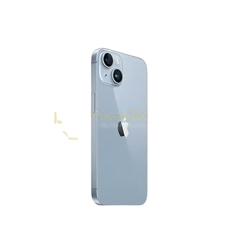 Preowned iPhone 14 unlocked in blue with dual camera design and sleek finish from IPace Electronics