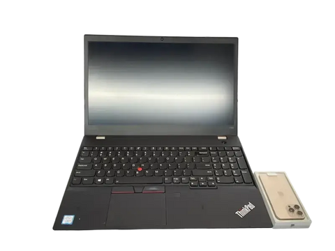 Back view of a preowned Lenovo ThinkPad T590 showcasing its sleek design and durable build.