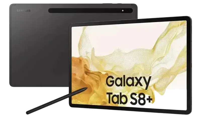 Preowned Samsung Galaxy Tab S8 Plus with sleek design and included stylus for enhanced productivity