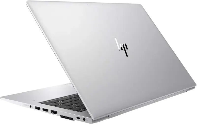 Refurbished HP EliteBook 850 G6 with a sleek silver design and multiple connectivity ports