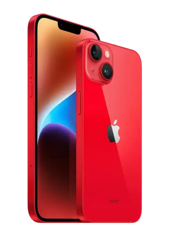 Refurbished iPhone 14 Plus 128GB red showcasing its sleek design and vibrant color