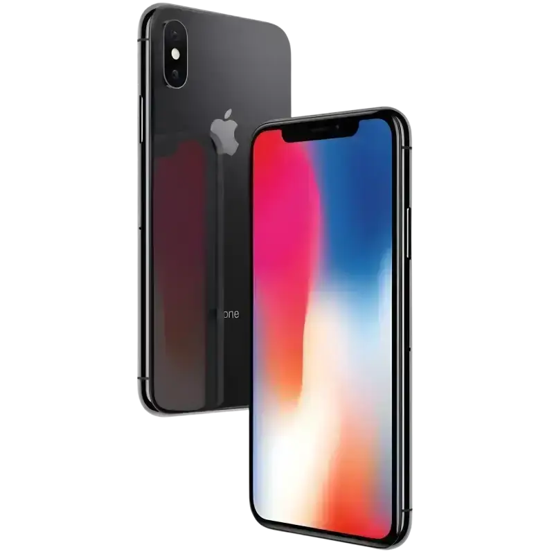 Refurbished black iphone x 64gb with glossy finish dual-camera on back and edge-to-edge display unlocked by ipace electronics