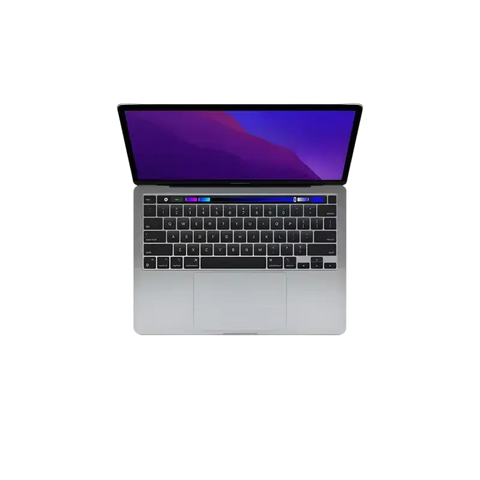 Refurbished MacBook Pro 13 inch 2020 in Silver, showcasing a sleek profile and minimalist design