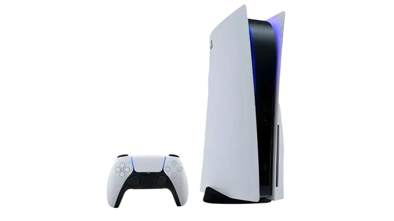 Refurbished PlayStation 5 console disc version with white and black design and matching controller