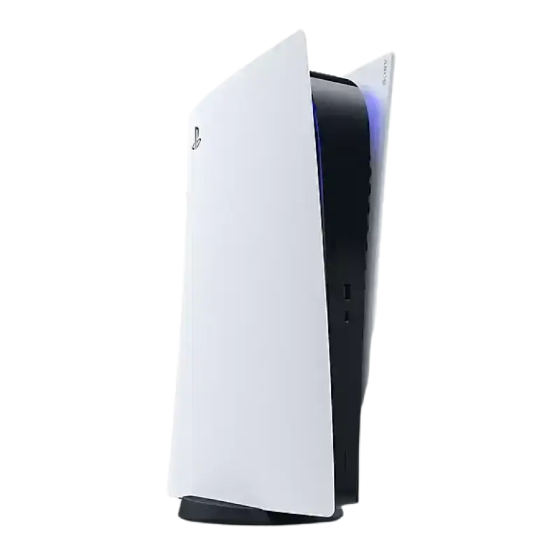 Refurbished ps5 digital console in white with black accents featuring sony playstation sleek modern design console only