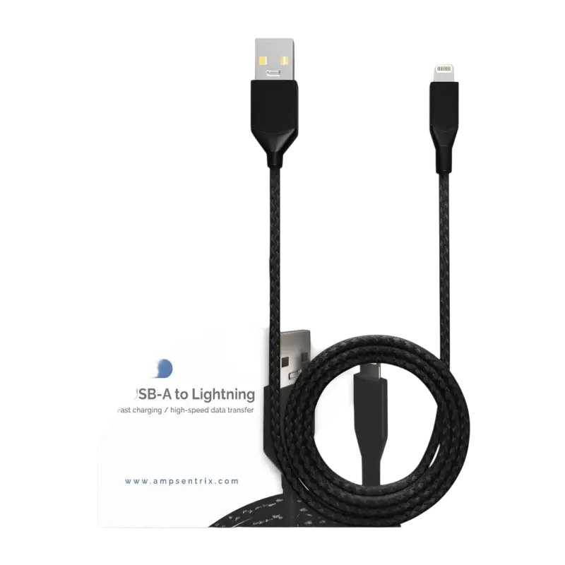 Replacement 3 ft Non-MFI Lightning To USB Type A Cable (Infinity) (Black)