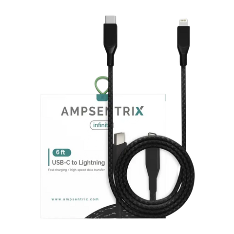 Replacement 3ft Non-MFI Lightning To USB Type C Cable (Infinity) (Black)
