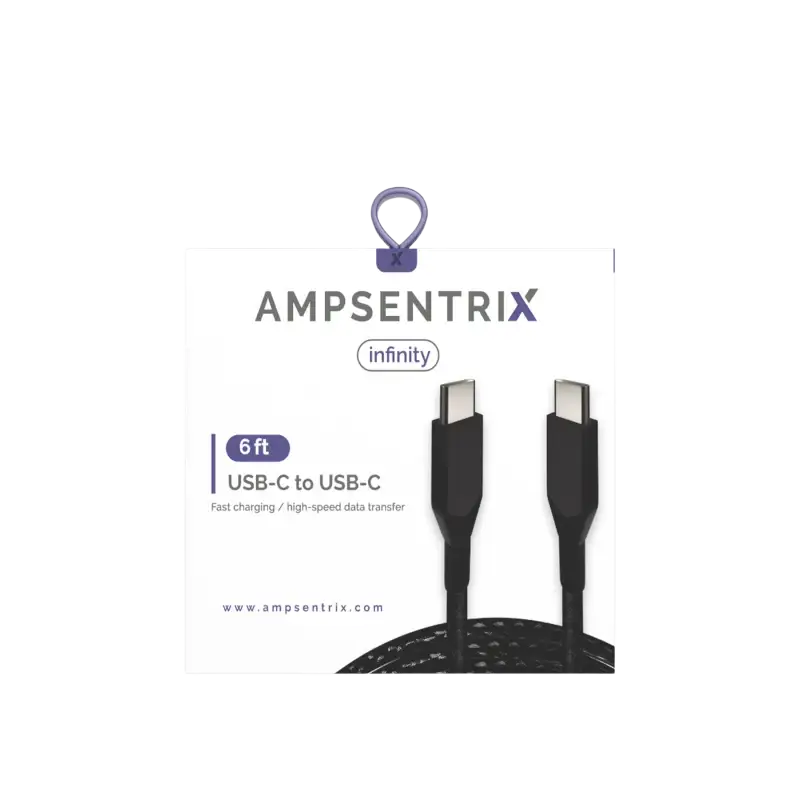 Replacement 6 ft USB Type C To USB Type C Cable (AmpSentrix) (Infinity) (Black)