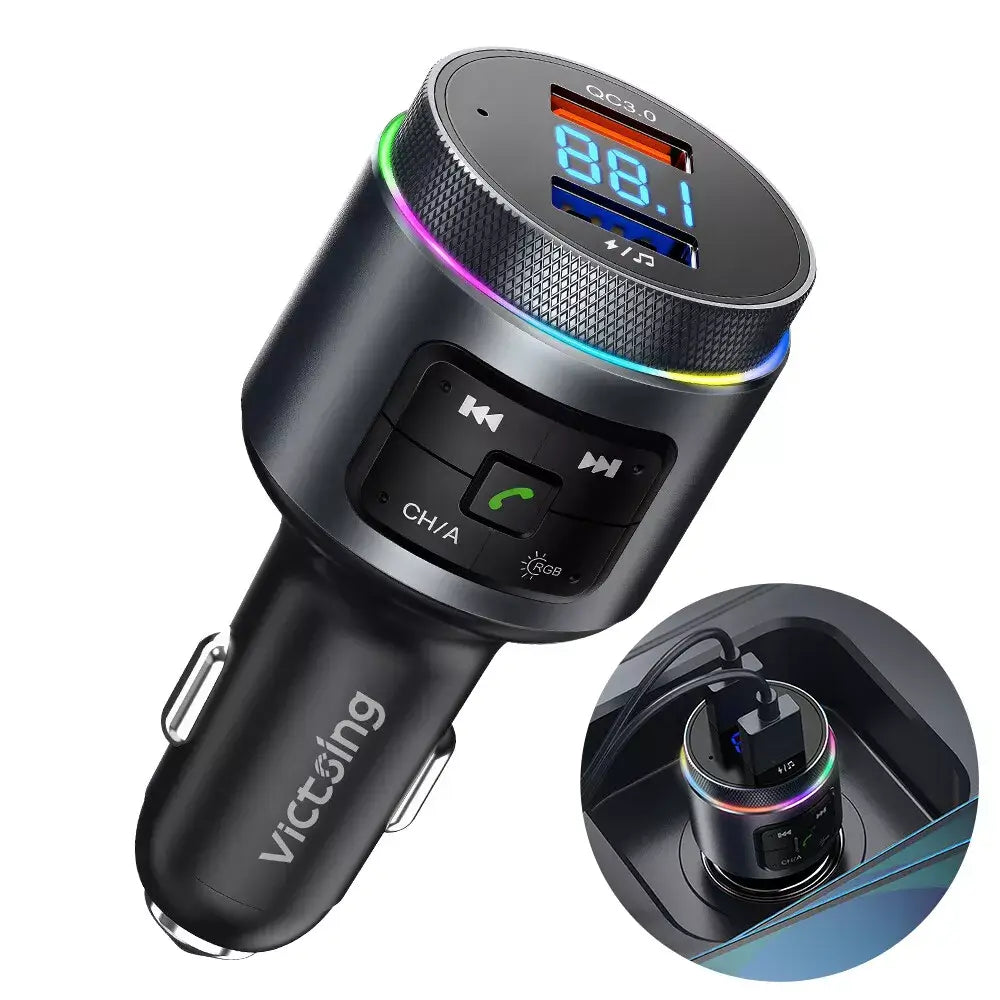 Bluetooth 5.0 FM Transmitter Car Adapter QC3.0 USB Fast Charger MP3 Music Player