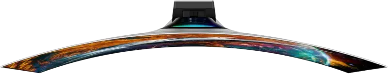 Curved black samsung 49 inch odyssey oled g9 gaming monitor with vibrant cosmic display and 03ms response time