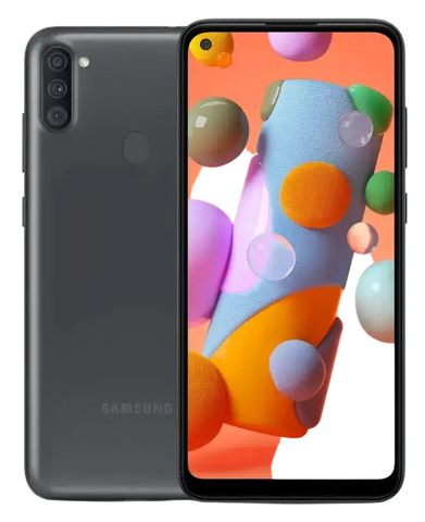 Samsung Galaxy A11 unlocked refurbished smartphone featuring a vibrant display and sleek design