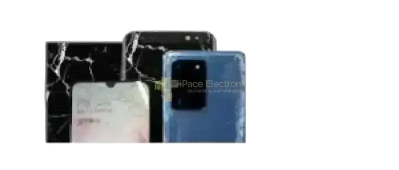 Blue samsung galaxy s series smartphone showing the back with a rectangular camera module trigger click function changepricevalue unavailable